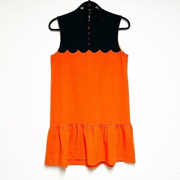 NWOT VICTORIA BECKHAM FOR TARGET SCALLOPS BLACK ORANGE DRESS Sz S - Picture 5 of 8